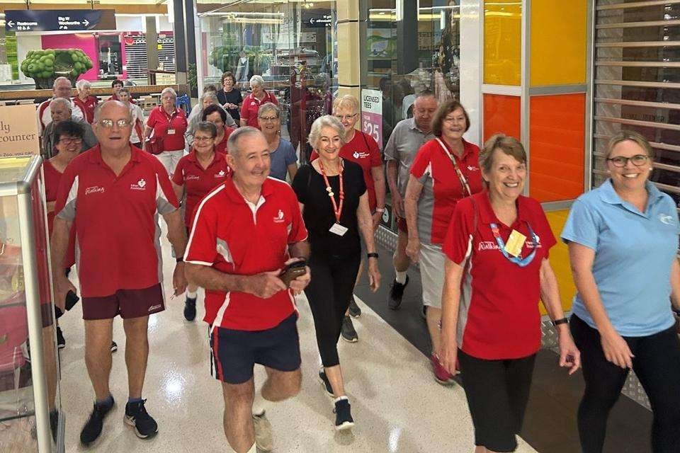 Heart Foundation walkers Stockland Striders, led by Christine Dobele and Anetta Van Itallie